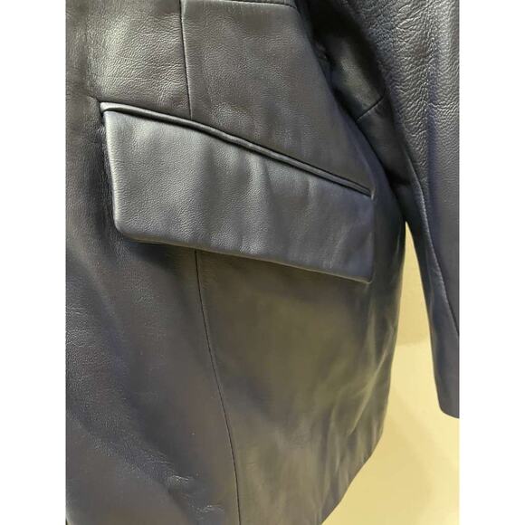 Terry Lewis Navy Blue Leather Blazer Jacket Coat 3X Plus Size 100% Genuine - Picture 10 of 10